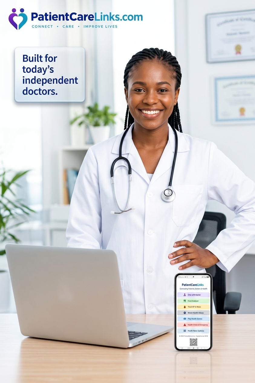 Doctor using PatientCareLinks on her phone