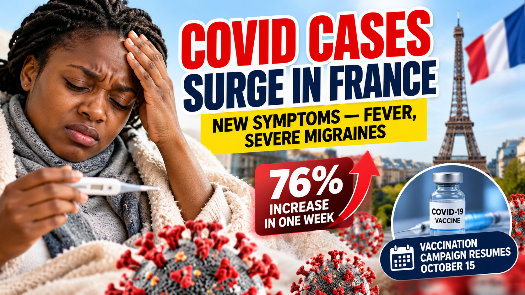 COVID cases surge in France with new symptoms — fever, severe migraines